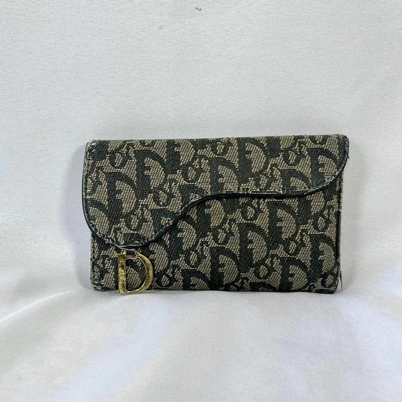 1990s Navy Blue Christian Dior Monogram Saddle with Golden “D” / Monogram Clutch - Picture 1 of 4